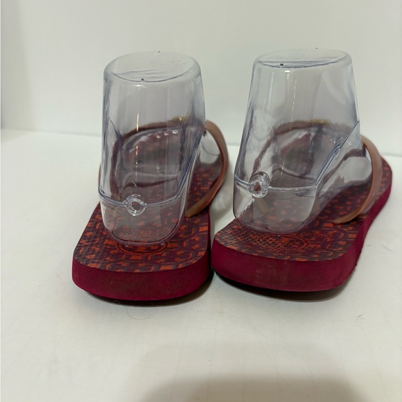 Tory Burch Red and Tan Flip Flops - Picture 6 of 8